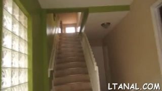 Ebony teen gets a white dick up her butt