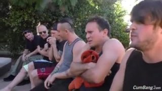 9 cocks and one dark skinned babe