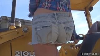 Blonde babe construction worker