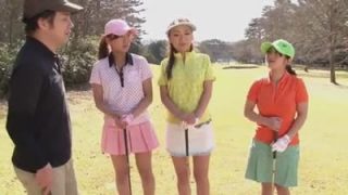 Hot Japanese chick playing golf and sucking dick