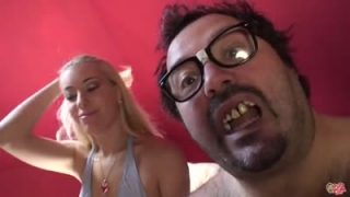 Lovely blonde fucks an ugly dude