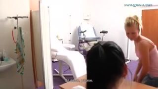 Blonde with amazing boobs gets her pussy and ass examined