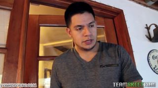 Pretty ebony girl with big nipples gets a big white cock down her throat