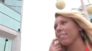 Sexy blonde and the public flashing