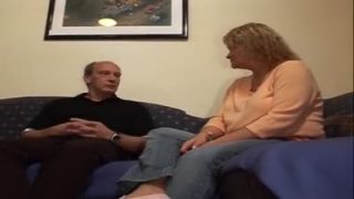 Blonde German granny is riding a cock