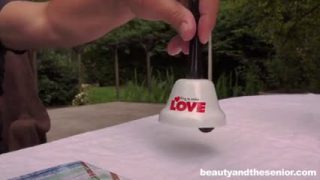 Teen chick serves her master