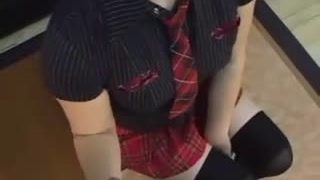 Goth schoolgirl milks a cock with her mouth and pussy