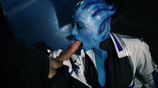 Shepard and Liara (Rachel Starr) find a secluded corner in the Citadel