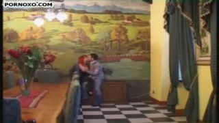 Redhead shemale gets a mouthful of cum